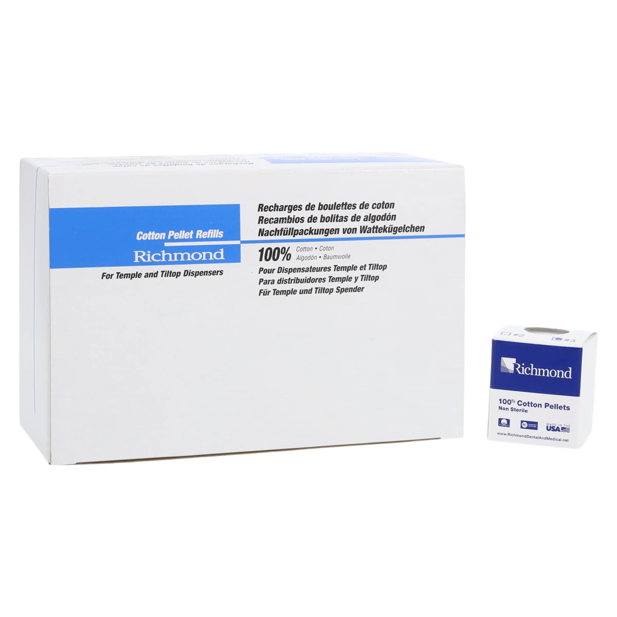 Richmond Dental Tiltop Cotton Pellet Refills, Size #3, 5/32" Diameter, 12/Bx, 100903
