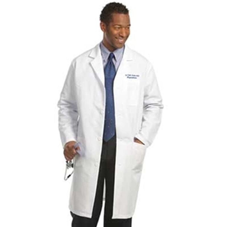 Fashion Seal Men's Knee-Length Lab Coat, White, 65% Polyester/35% Cotton, 3 Pockets, 41 in, Each