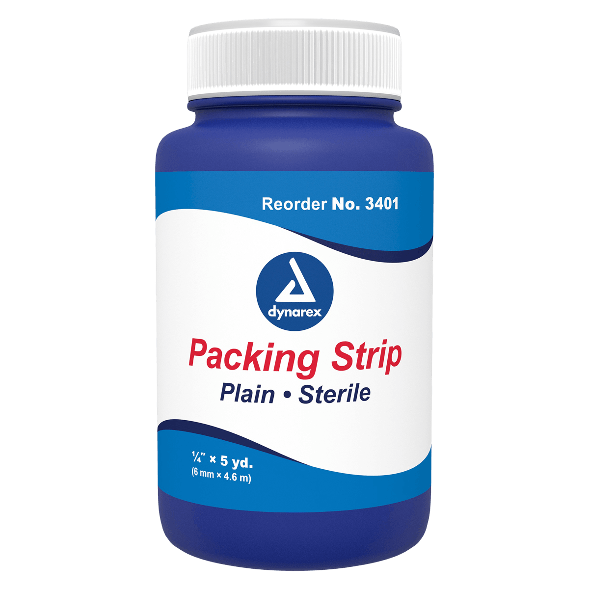 Dynarex Packing Strip Plain Sterile, Cotton, 1/4" x 5 yd, 3401