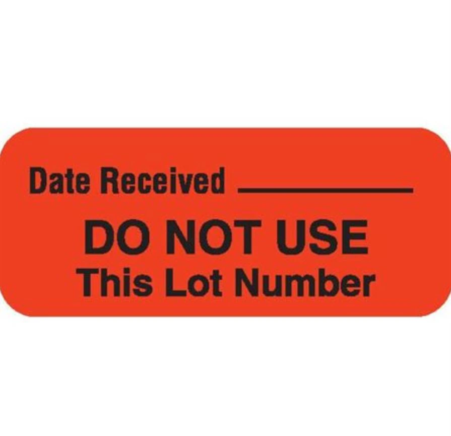 Marketlab Permanent Label, Orange, 1-1/2" x 5/8", "Do Not Use This Lot Number", 1000/Roll