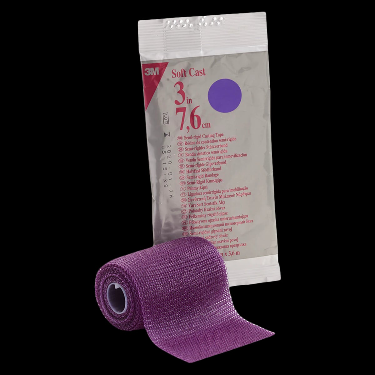 3M Scotchcast Soft Cast Casting Tape, Fiberglass, Purple, 3" x 4 yds, 10/Case, 82103U