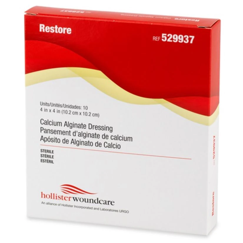 Restore Calcium Alginate Wound Dressing, 4x4" Sterile, Tan, Highly Absorbent, Latex-Free
