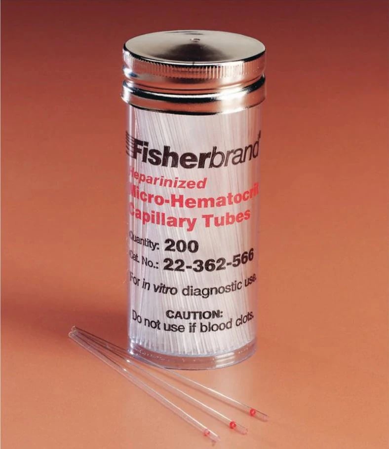Fisher Scientific Microhematocrit Plain Capillary Tube, Non-Heparinized, Glass, Blue, 200/Package