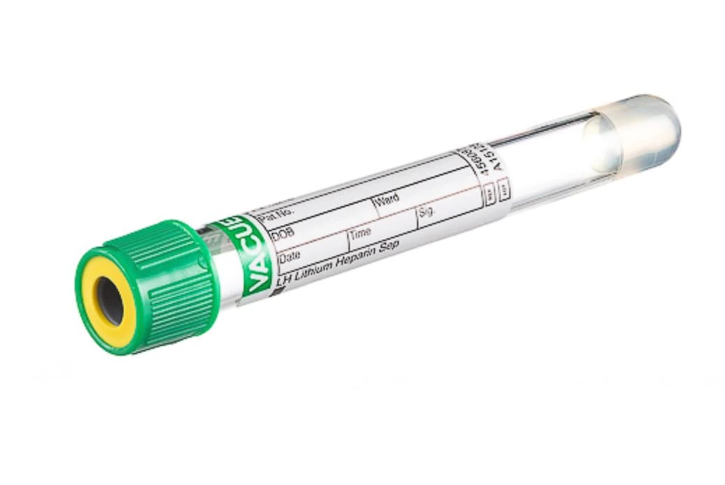 Greiner Bio-One Vacuette Venous Blood Collection Tube, 5 mL, Green/Yellow (Lithium Heparin with Gel), 50/Box
