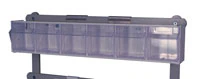 Harloff Tilt Bin 6 Compartment, Clear Plastic with Rail Clips