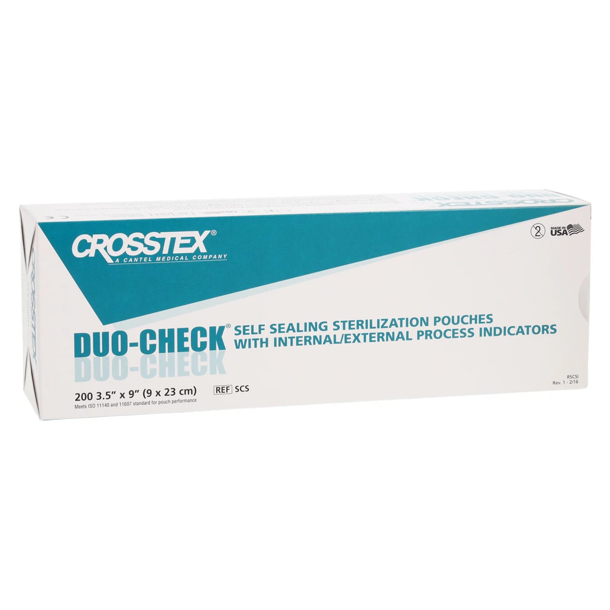 Crosstex Duo-Check Self-Seal Sterilization Pouches, 3-1/2" x 9", Blue Tint, 200/Box