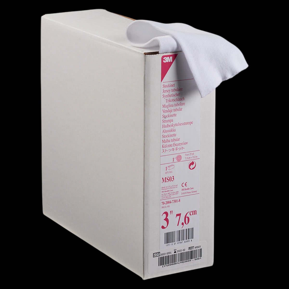 3M Synthetic Cast Stockinet MS03, 3" x 25 yd, White