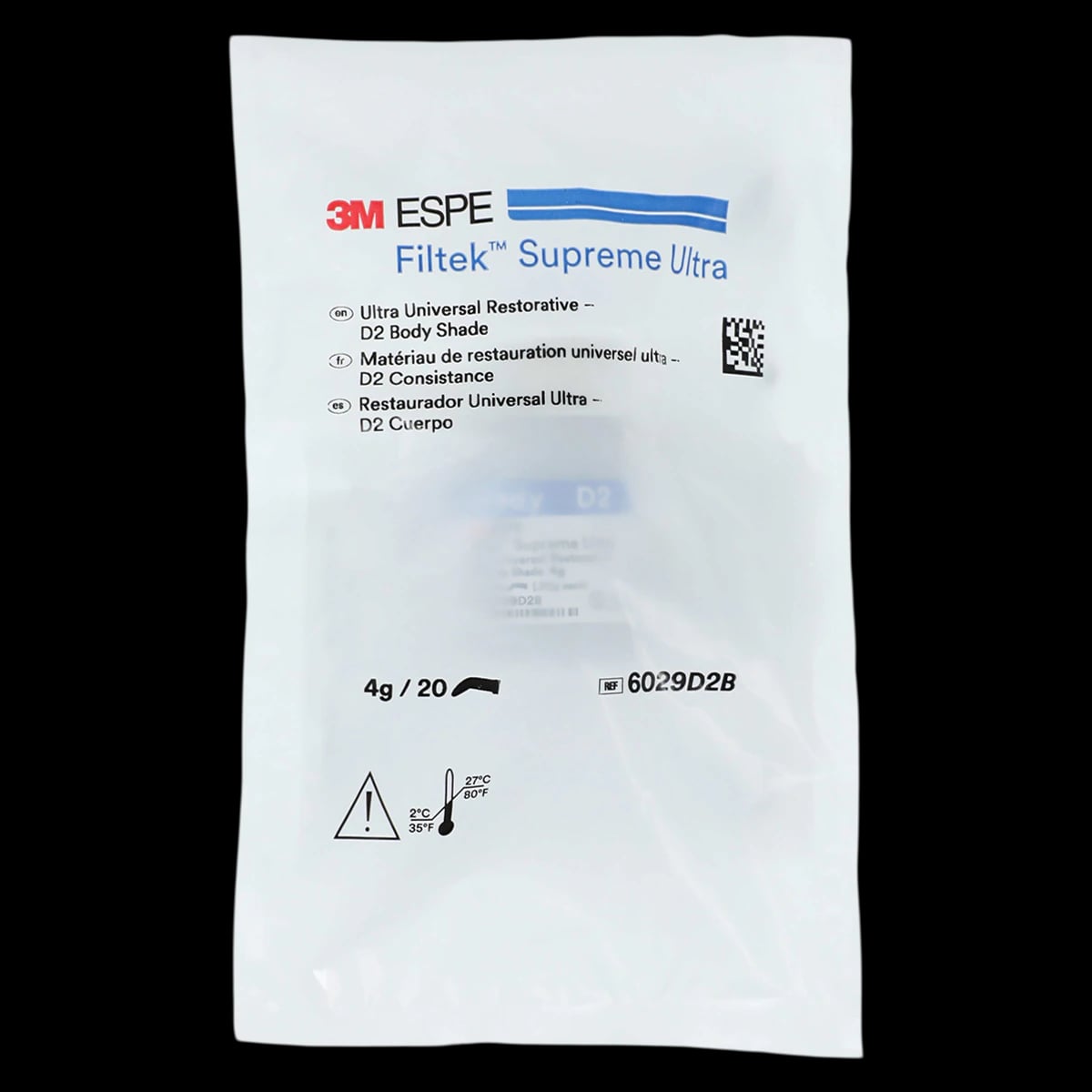 3M Filtek Supreme Ultra Universal Restorative, D2 Body Shade, 0.2 g Capsules, 20/Pack, 6029D2B