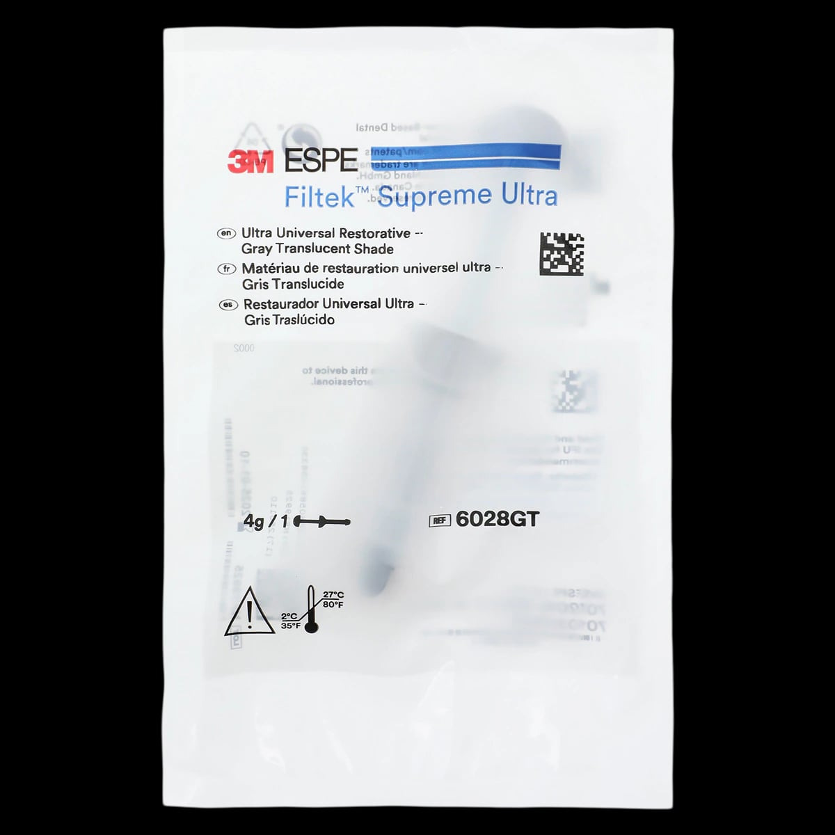 Filtek Supreme Ultra Universal Composite Restorative, Syringe Refill, Grey Translucent, 4 g, 1/Pk, 6028GT