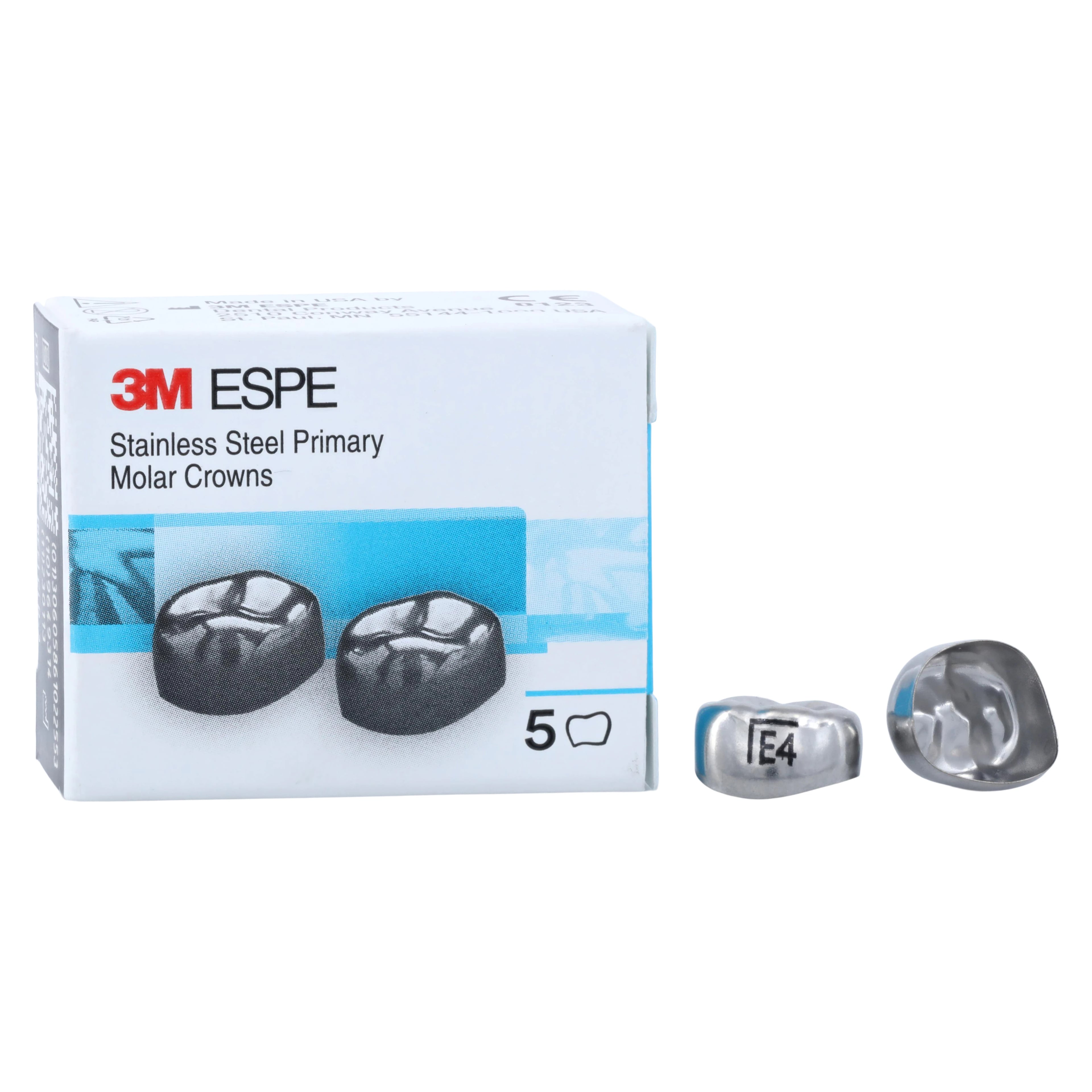 3M Preformed Temporary Crowns, Size ELL4, 2nd Primary Lower Left Molar, Pediatric, 5/Box