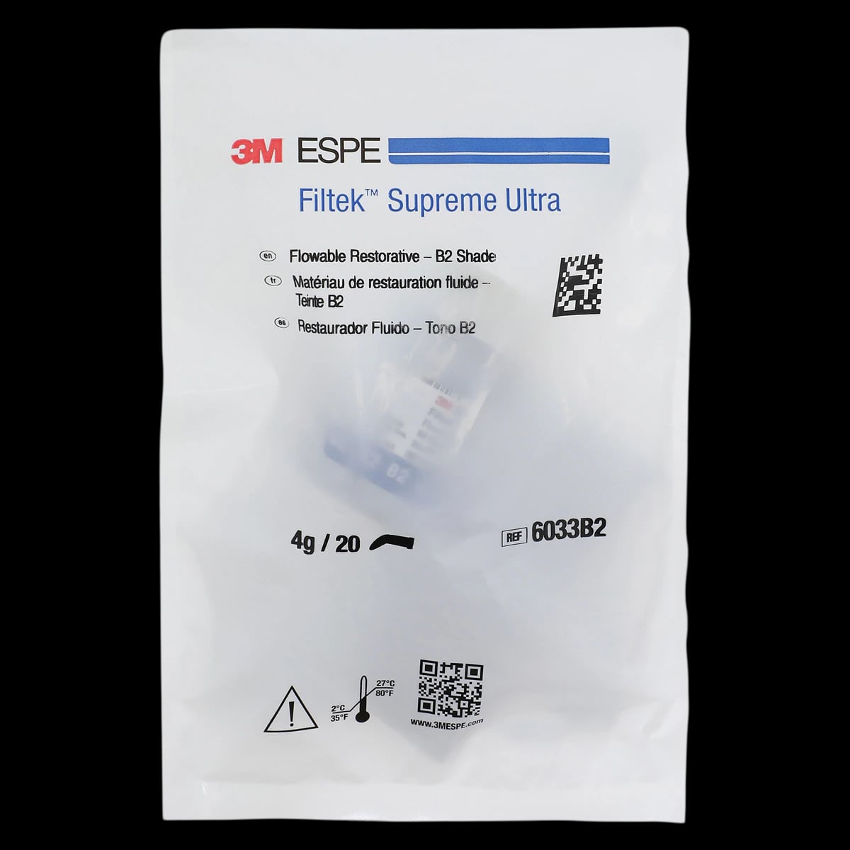 Filtek Supreme Ultra Flowable Restorative, Cavifil Refill, 0.2 g, Shade B2, 20/Pk, 6033B2