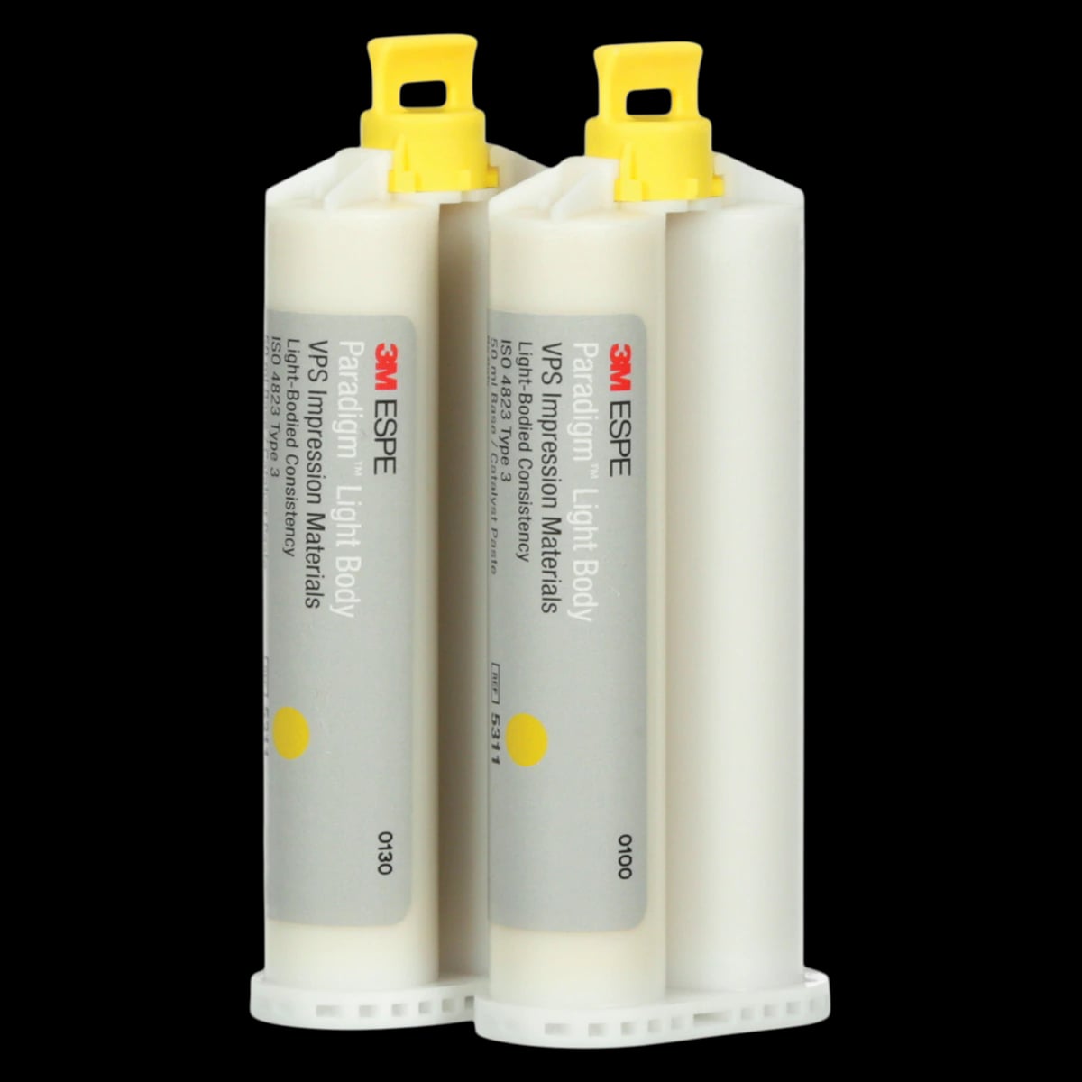 Solventum Paradigm VPS Light Body Impression Material, Regular Set, Yellow, 50 ml Cartridges, 2/Pack, 5311