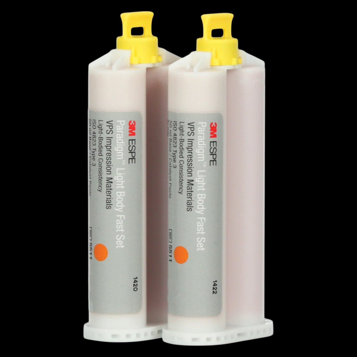 Solventum Paradigm VPS Light Body Fast Set Impression Material Refill, 50 ml Cartridges, Orange, 2/Pkg, 5511