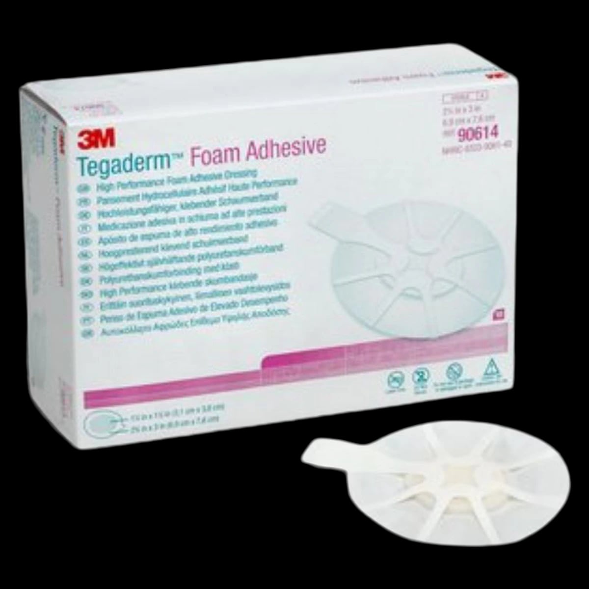 3M Tegaderm Foam Dressing, 2-3/4" x 3", 4-Ply, Mini Oval, Adhesive, Absorbent, Latex-Free