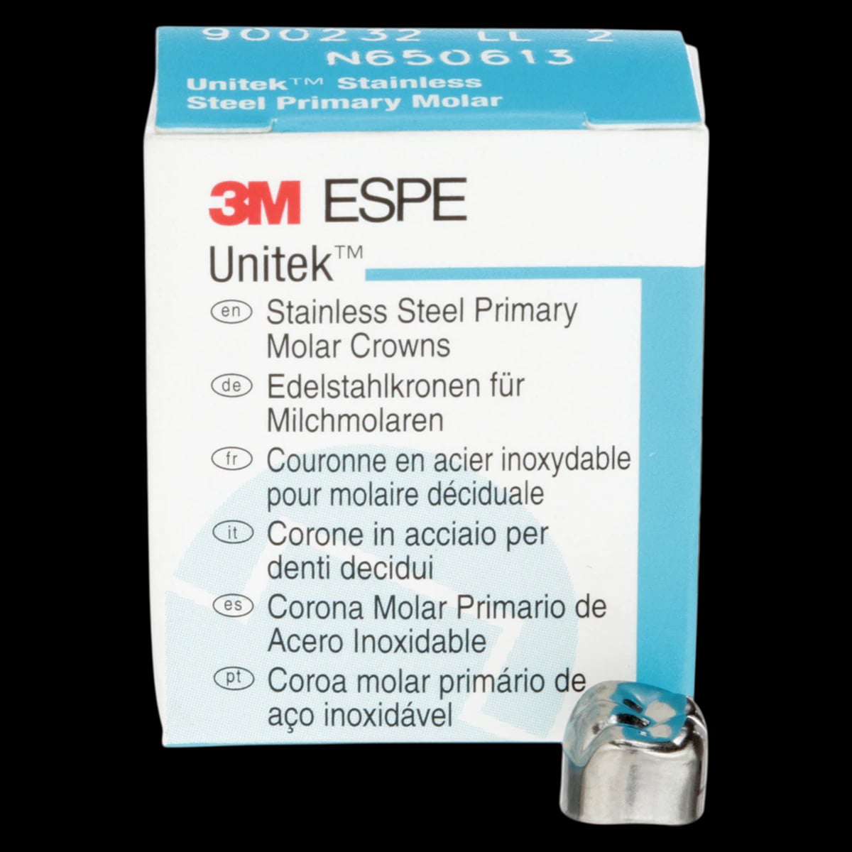 3M Unitek Stainless Steel Primary Molar Crowns, Lower Left Second Primary Molar, Size 2 (LL2), 5/Bx, 900232