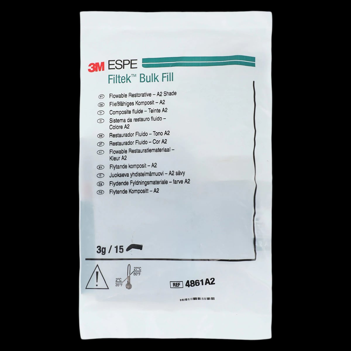 3M Filtek Bulk Fill Flowable Restorative Capsules, Shade A2, 0.2 g, 15/Pkg, 4861A2