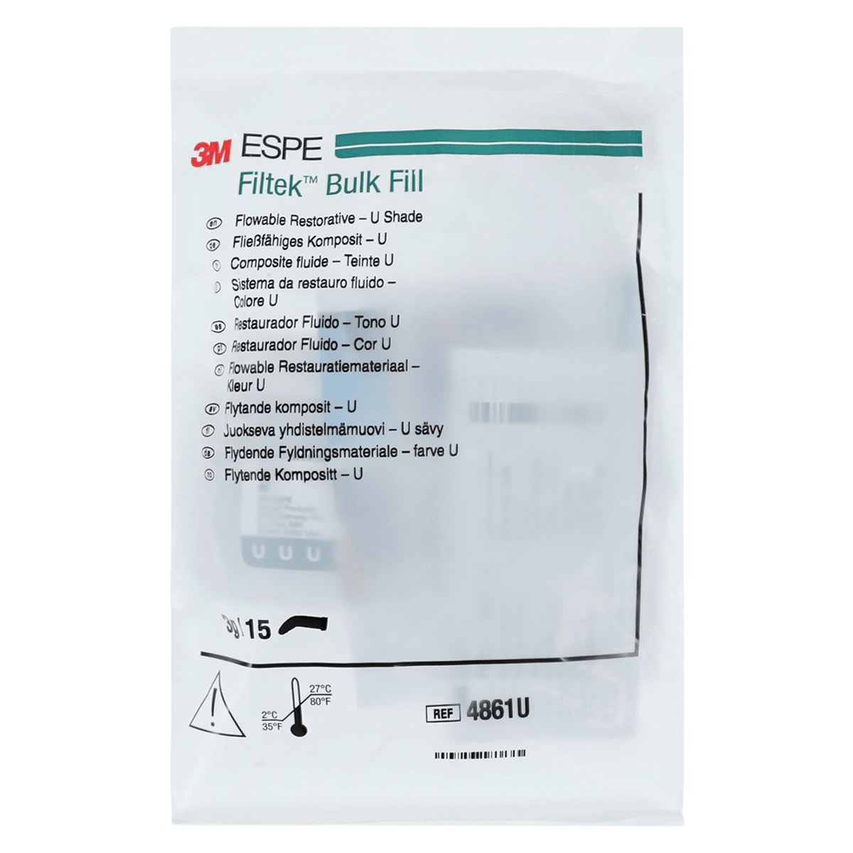 3M Filtek Bulk Fill Flowable Restorative Capsules, Universal Shade, 0.2 g, 15/Pkg, 4861U