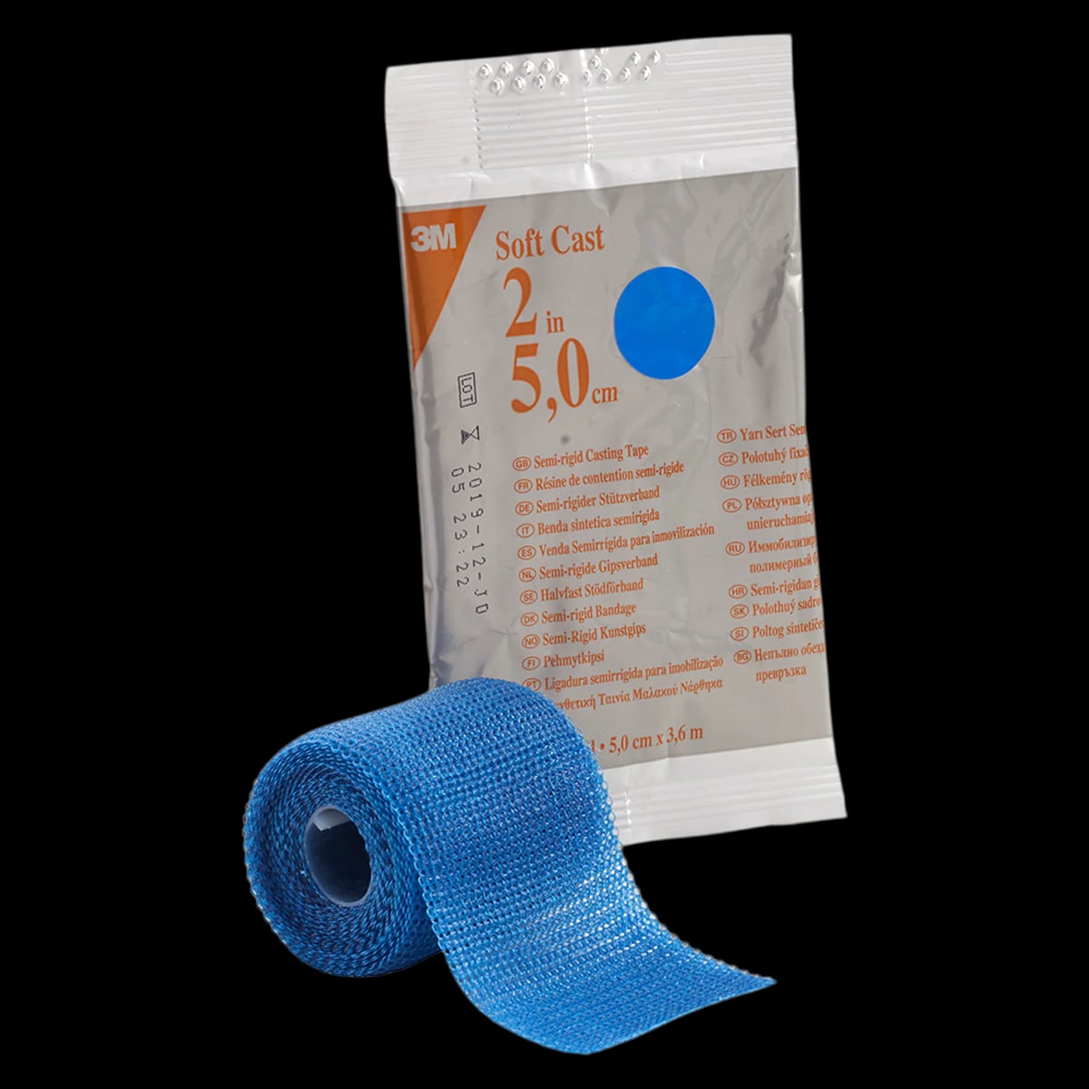 3M Scotchcast Soft Cast Casting Tape, Fiberglass, Blue, 2" x 4 yds, 10/Case, 82102B