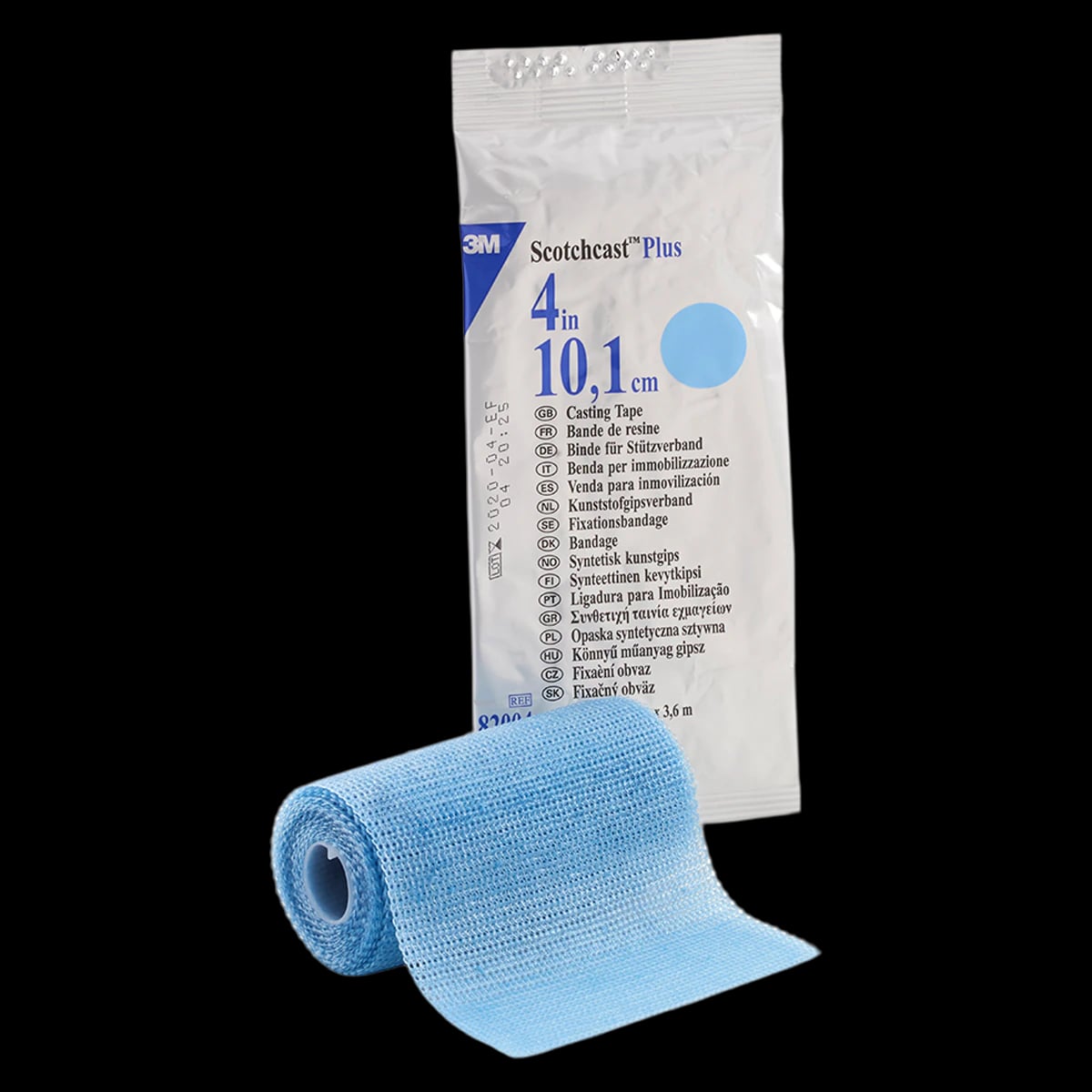 3M Scotchcast Plus Fiberglass Casting Tape, 4" x 4 yds, Light Blue, 10/Case, 82004L