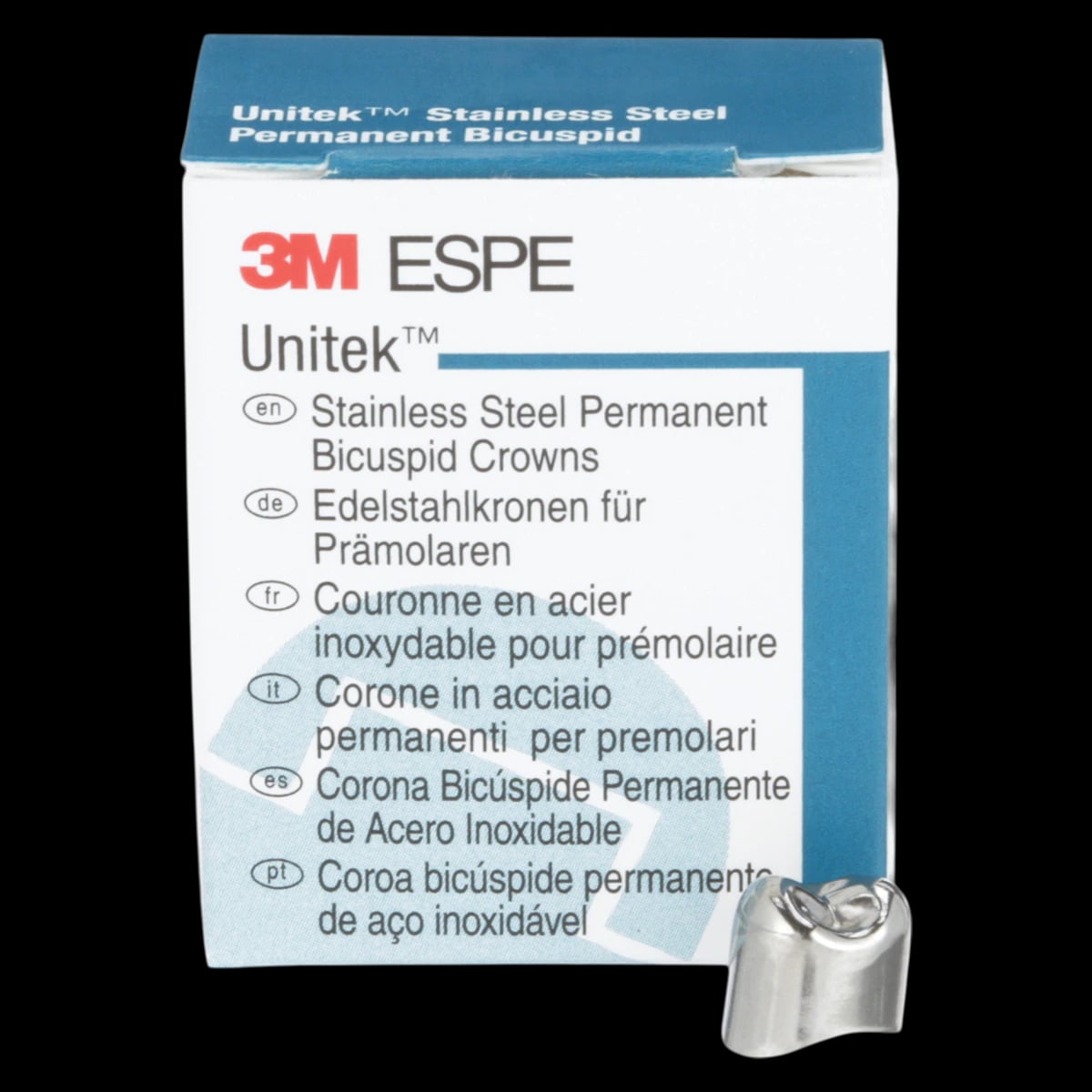 3M Unitek Stainless Steel Permanent Bicuspid Crown, Upper Right First Bicuspid, Size 0, 5/Bx, 900520