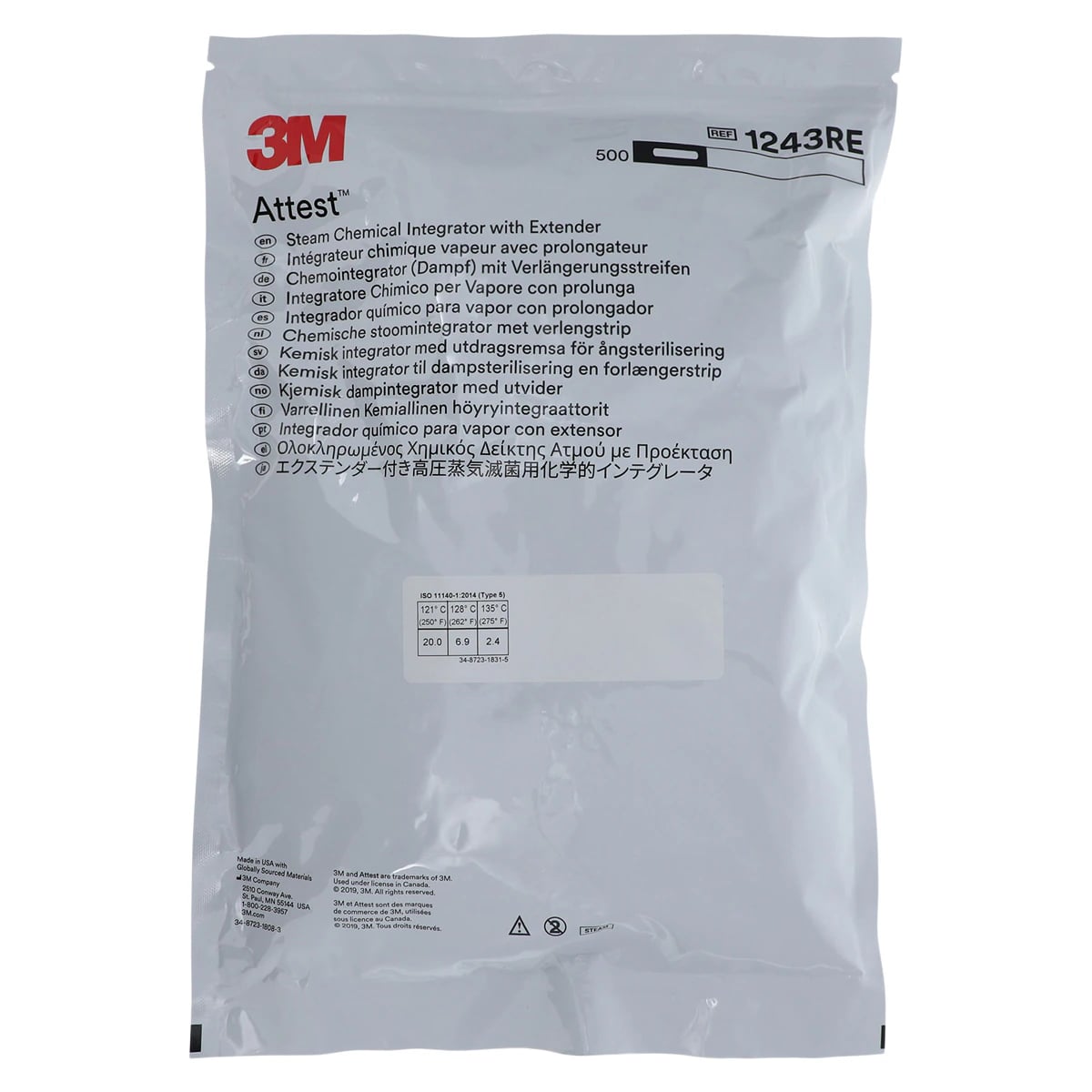 3M Comply SteriGage Chemical Integrators with Extender, 2 in x 0.75 in, 1000/Case, 1243RE
