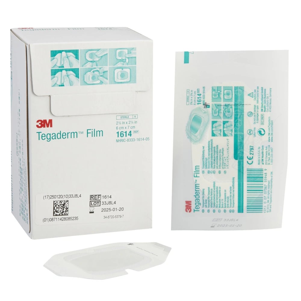 3M Tegaderm Transparent Film Dressing, IV/Frame Style, 2-3/8" x 2-3/4", Sterile, Mild Adhesive, Latex-Free
