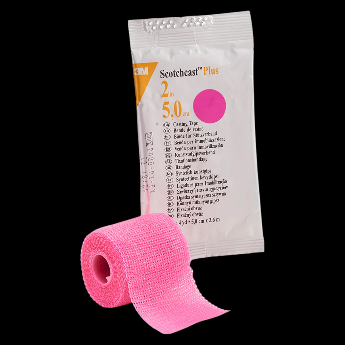 3M Scotchcast Plus Casting Tape, 2" x 4 yd, Pink, 10/Case, 82002X