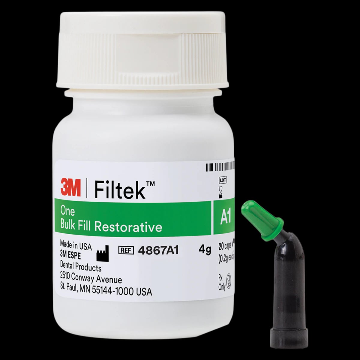 3M Filtek One Bulk Fill Restorative Capsules, Shade A1, 0.2 g, 20/Pk, 4867A1