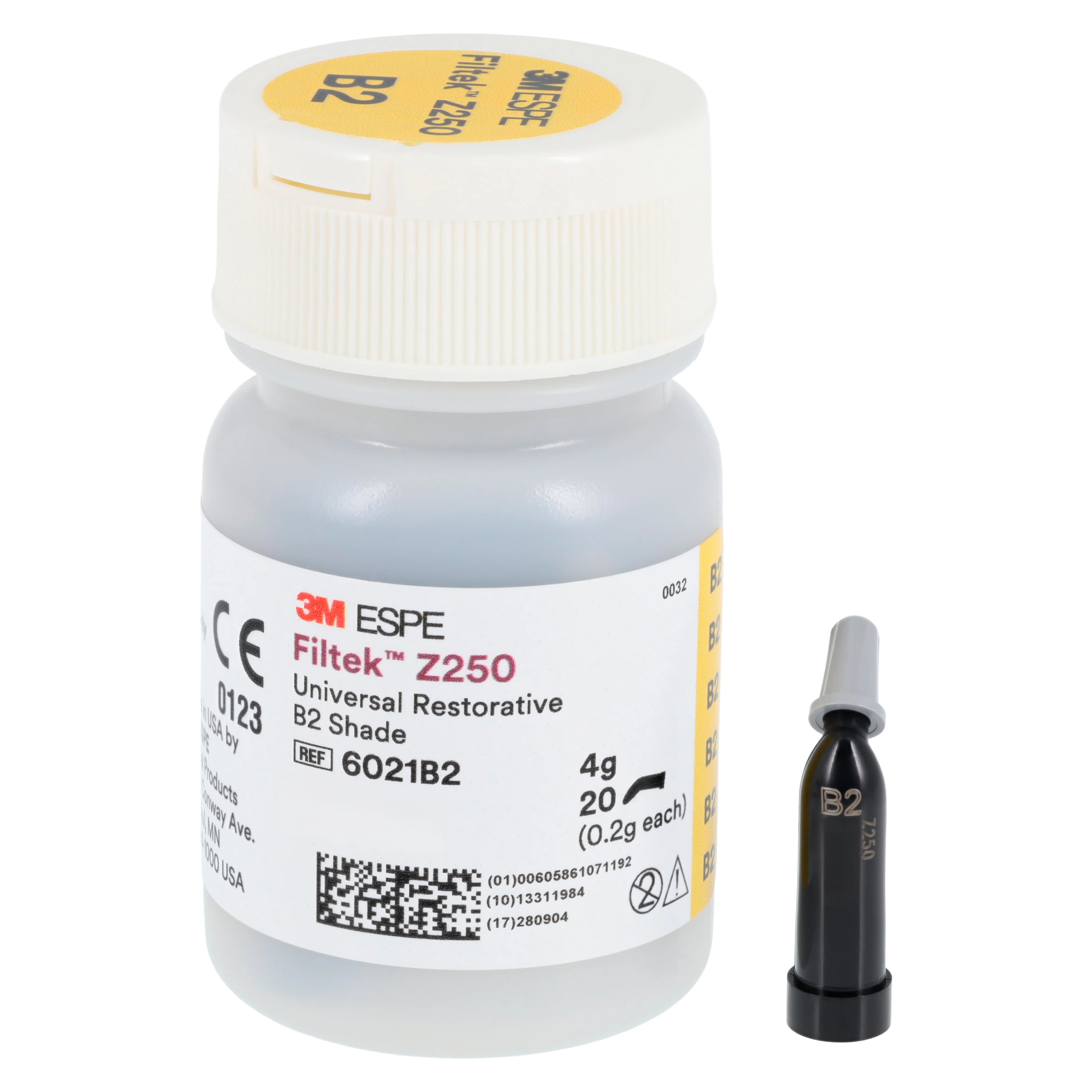 3M Filtek Z250 Universal Restorative Capsule Refill, Shade B2, 0.2 g, 20/Pkg, 6021B2