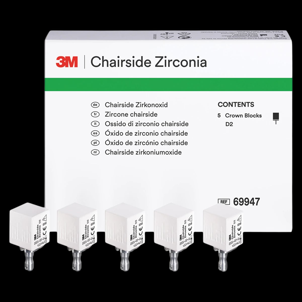 Solventum™ Chairside Zirconia CEREC Crown Block Refill, Shade D2, 20mm, 5/Pkg, 69947