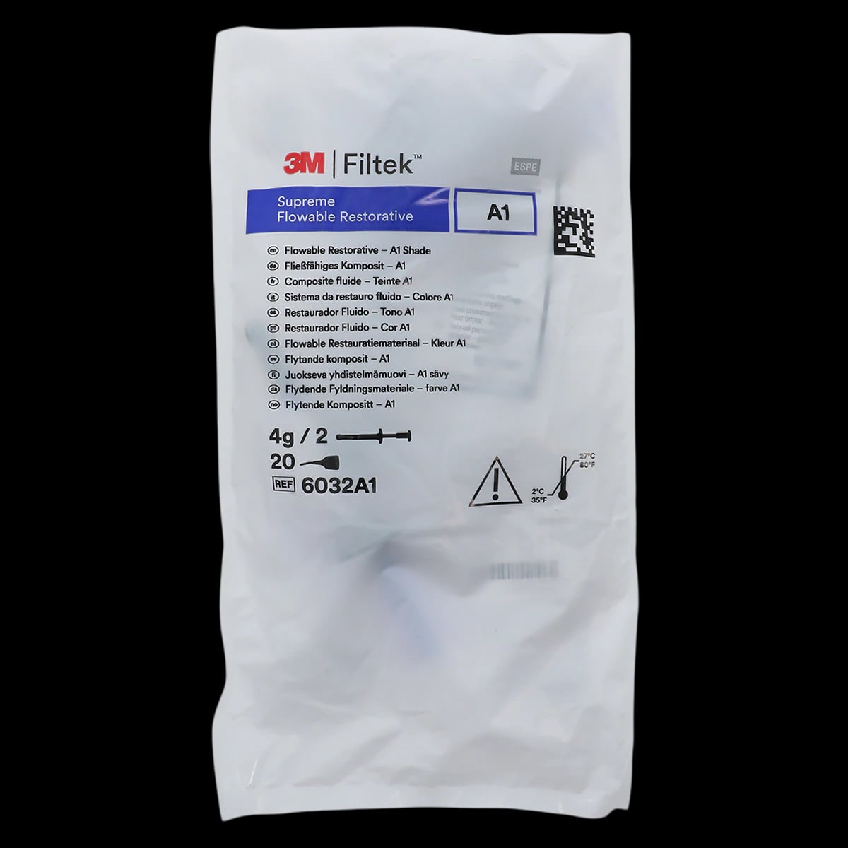 3M Filtek Supreme Ultra Flowable Restorative Syringe Refill, Shade A1, 2 x 2g Syringes with 20 Dispensing Tips, 6032A1