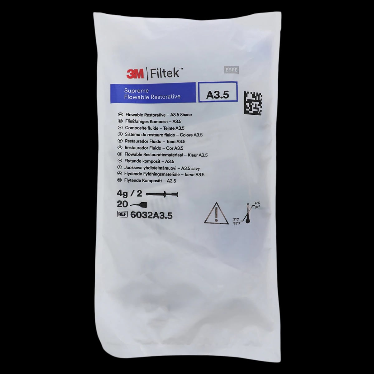 Filtek Supreme Ultra Flowable Composite, Syringe Refill, Shade A3.5, 2 g, 2/Pk, 6032A3.5