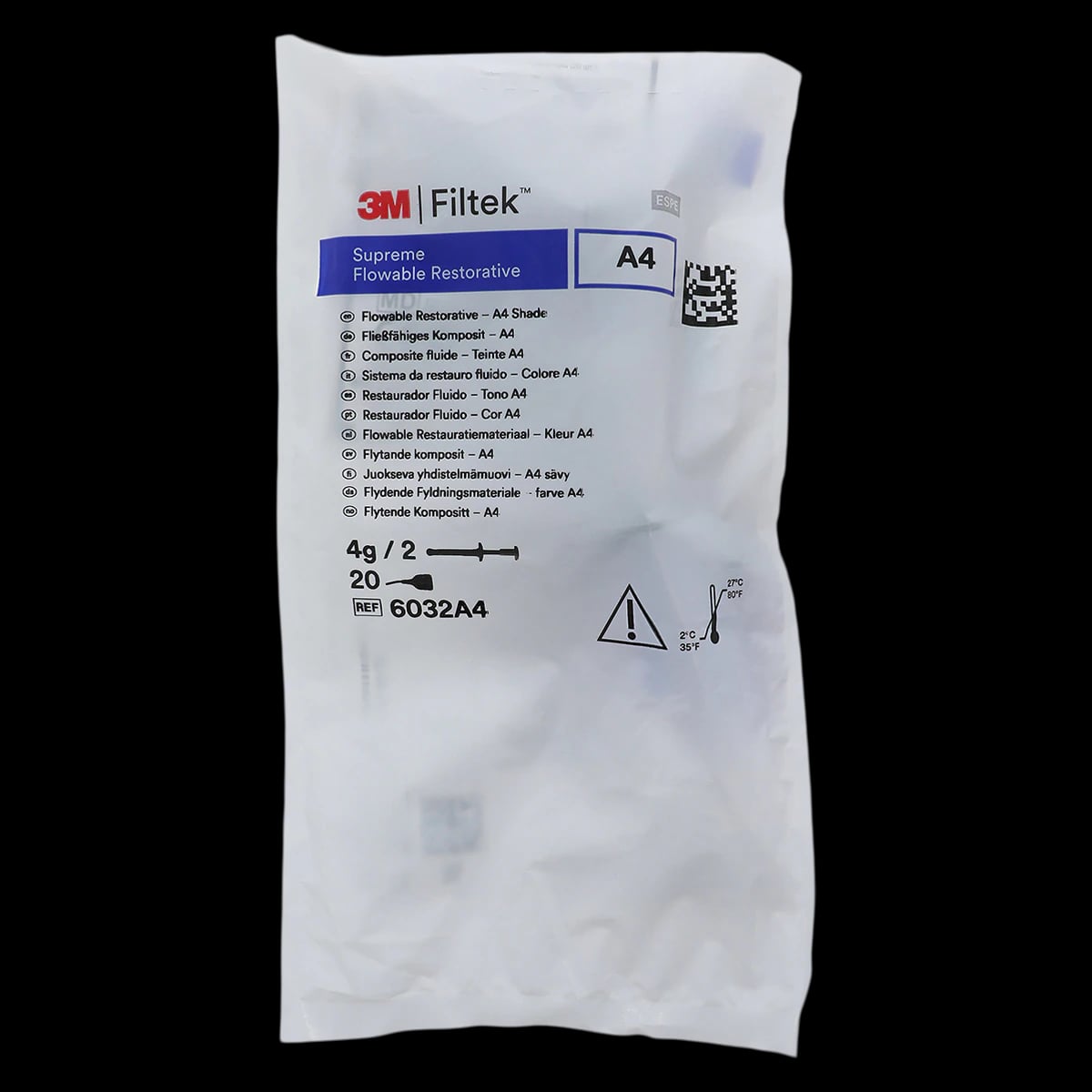 Filtek Supreme Ultra Flowable Composite, Syringe Refill, Shade A4, 2 g, 2/Pk, 6032A4