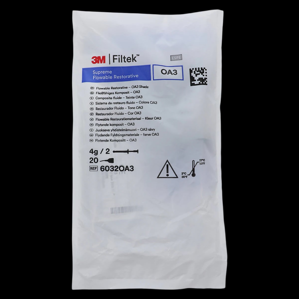 Filtek Supreme Ultra Flowable Composite, Syringe Refill, 2 g, Opaque A3, 2/Pk, 6032OA3