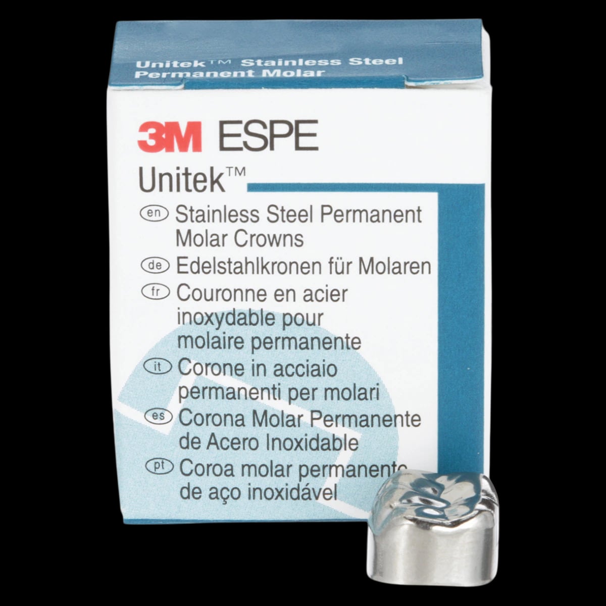 3M Unitek Stainless Steel Permanent Molar Crowns, Lower Right First Permanent Molar, Size 4 (4LR), 5/Box, 900344