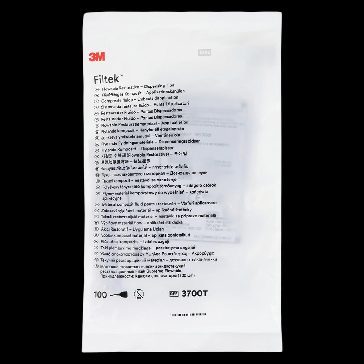 3M™ Filtek™ Supreme Flowable Restorative Dispensing Tips, 20 Gauge, Pre-Bent, 100/Pack, 3700T-100