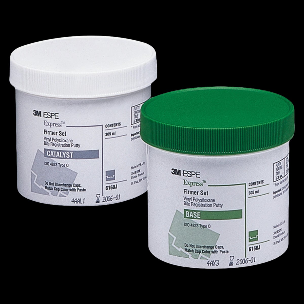 3M Express VPS Bite Registration Material Putty, Fast Set, Refill Kit, 2 x 305 mL Jars, 6160J