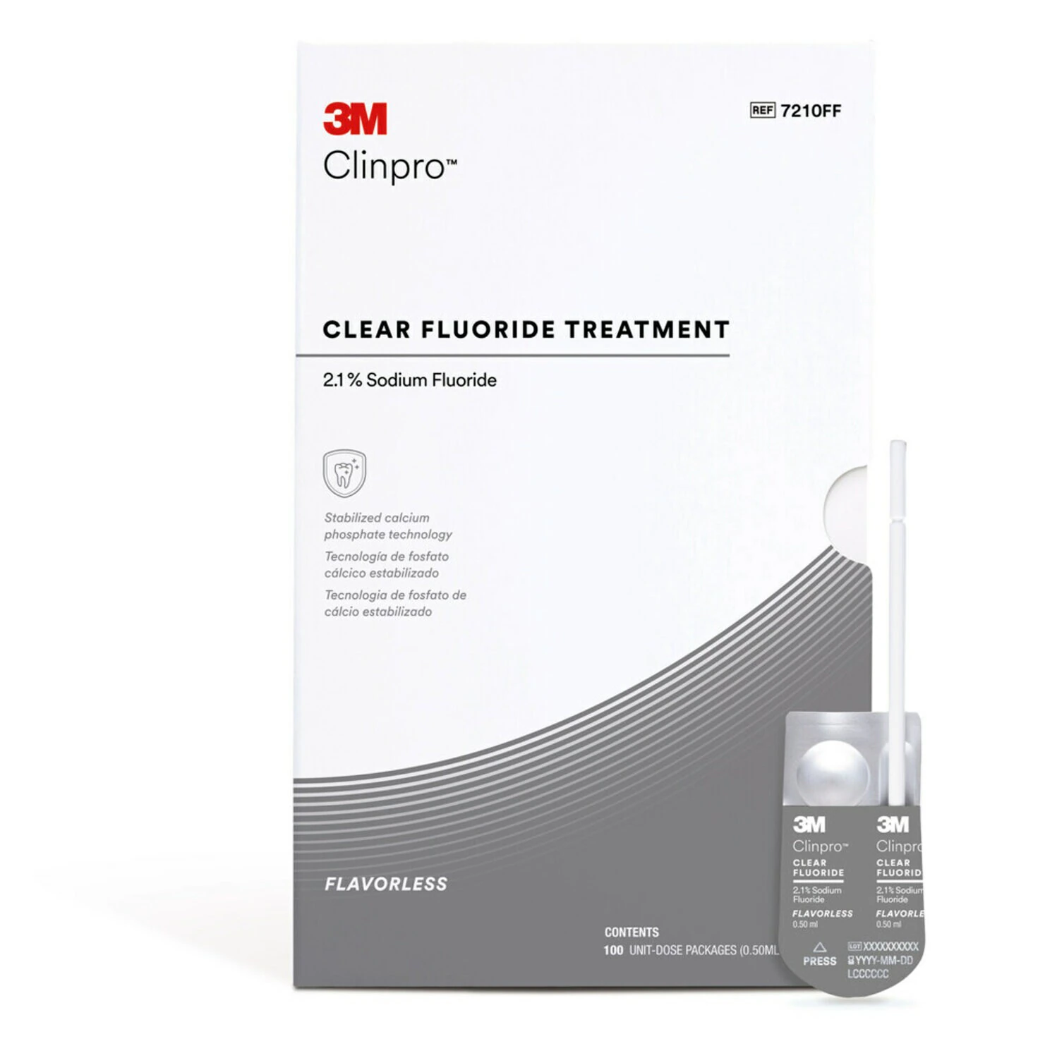3M Clinpro Clear Fluoride Treatment, Flavorless, 2.1% Sodium Fluoride, 0.5 mL Unit Dose, 100/Pk, 7210FF