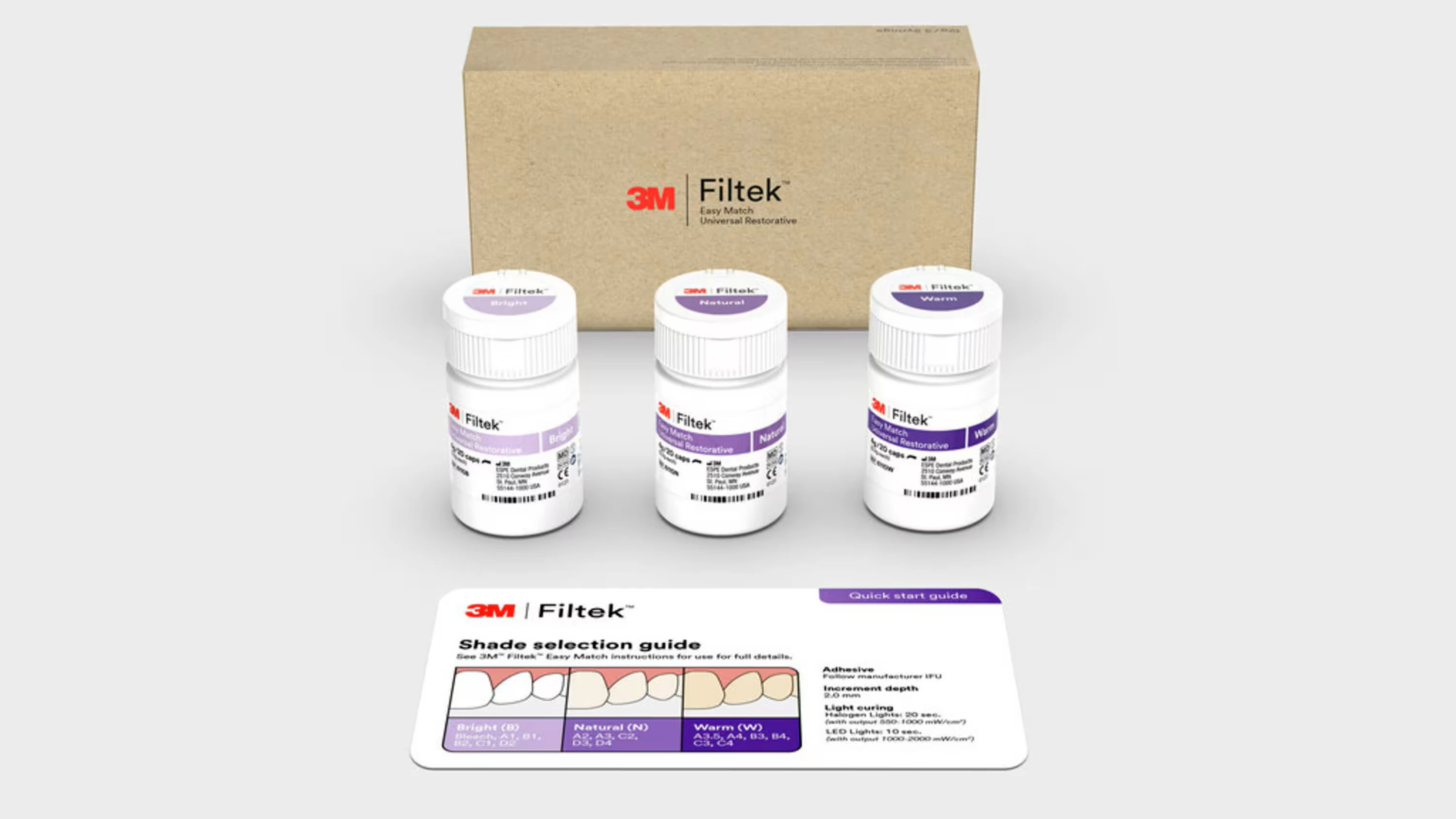 3M Filtek Easy Match Universal Restorative Capsule Intro Kit, 0.2 g, Bright/Natural/Warm, 60/Pk, 6110K