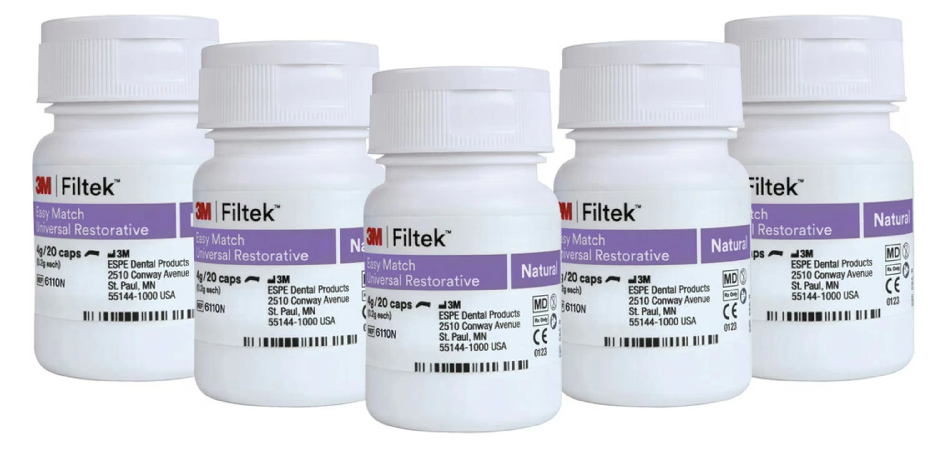 3M Filtek Easy Match Universal Restorative, Natural, 0.2g Capsules, Bulk Pack of 100 (5 Bottles x 20 Capsules), 6110