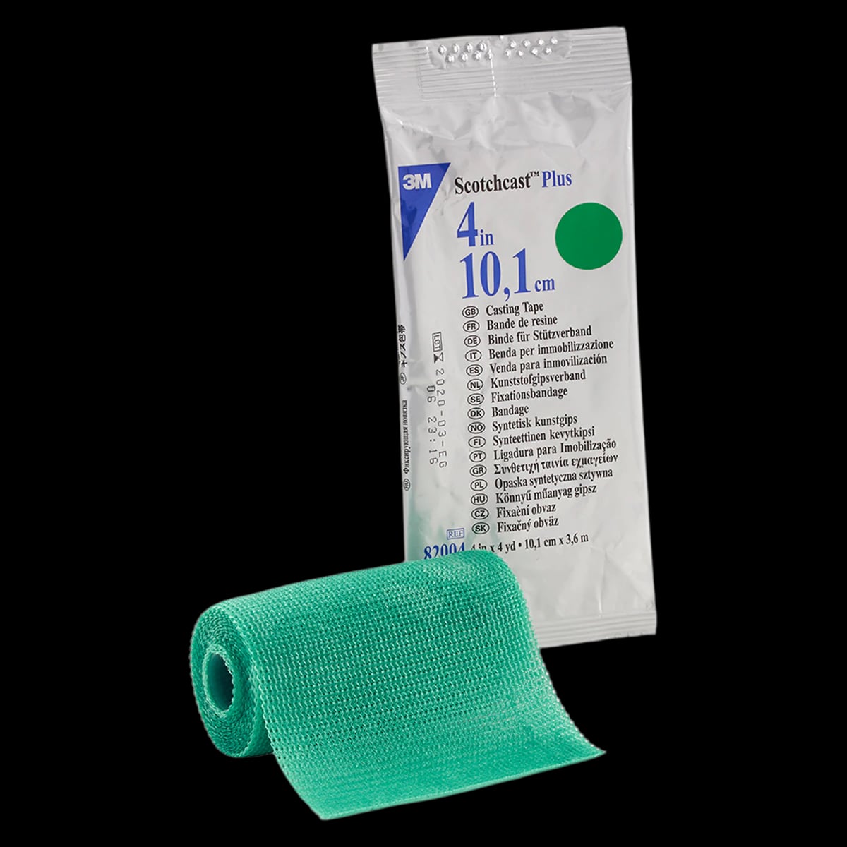 3M Scotchcast Plus Casting Tape, Fiberglass, Green, 4" x 4 yds, 82004G, 10/Case