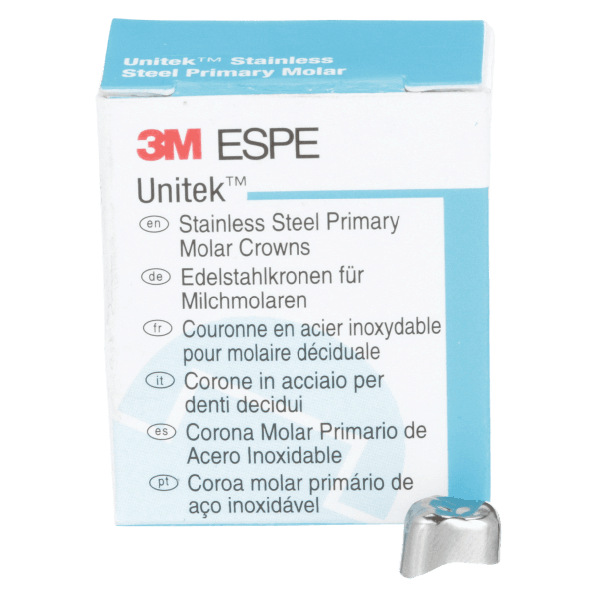 3M Unitek Stainless Steel Primary Molar Crown, Upper Right First Molar, Size 2 (UR2), 5/Pk, 900122
