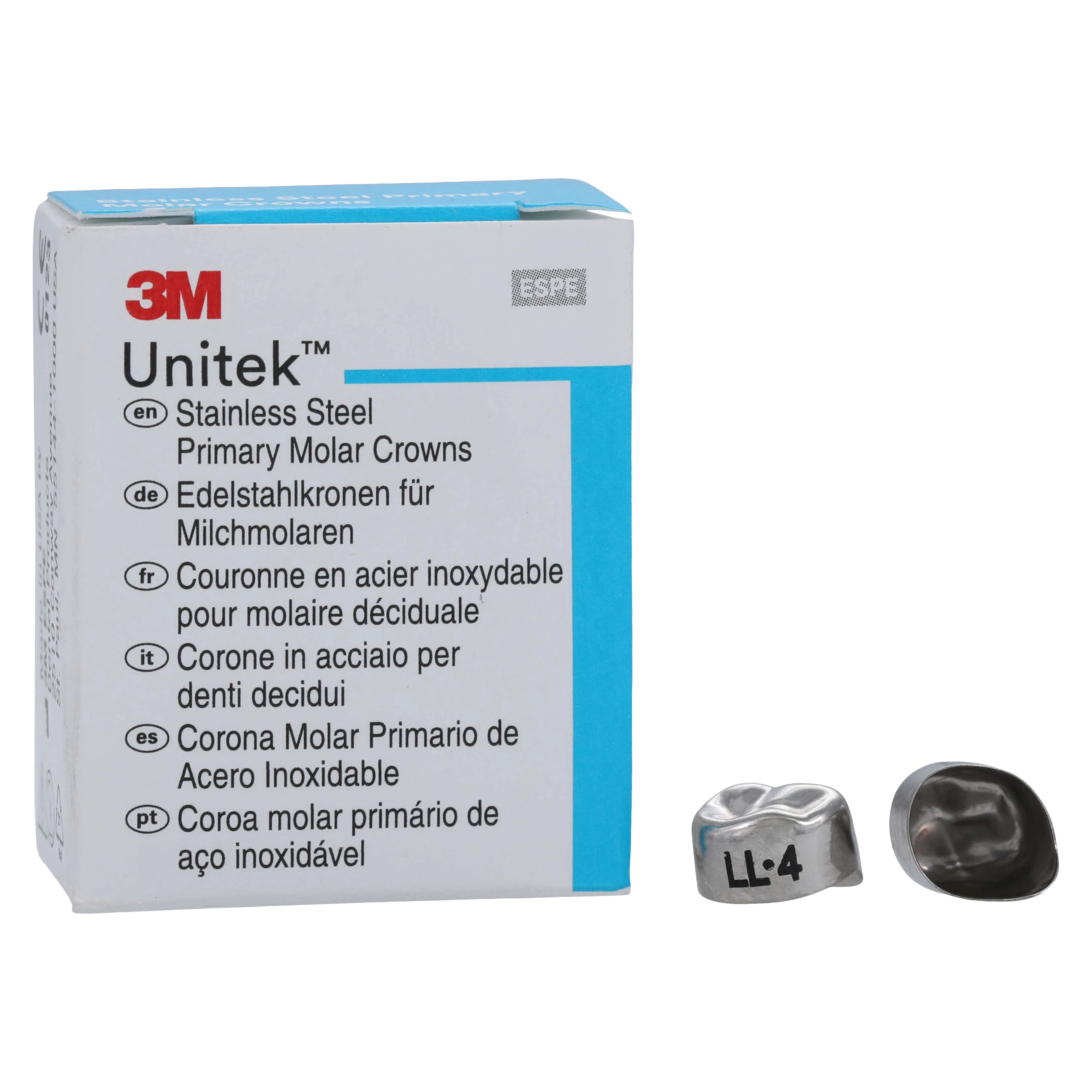 3M Unitek Stainless Steel Primary Molar Crowns, Lower Left First Molar, Size 4 (LL4), 5/Box, 900134