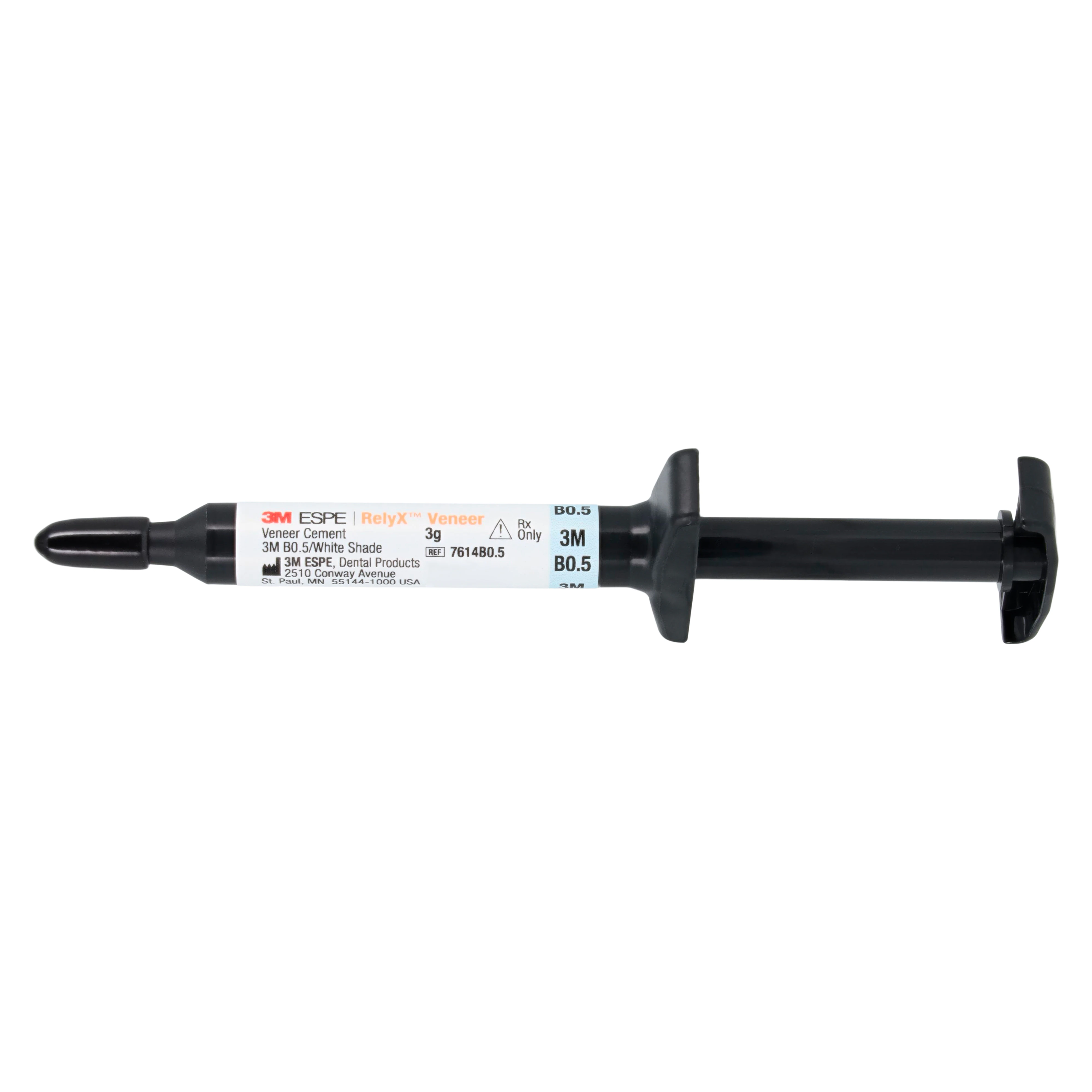3M RelyX Veneer Cement, B0.5/White Shade, Light-Cure Resin Cement, 3 g Syringe Refill, 7614B0.5