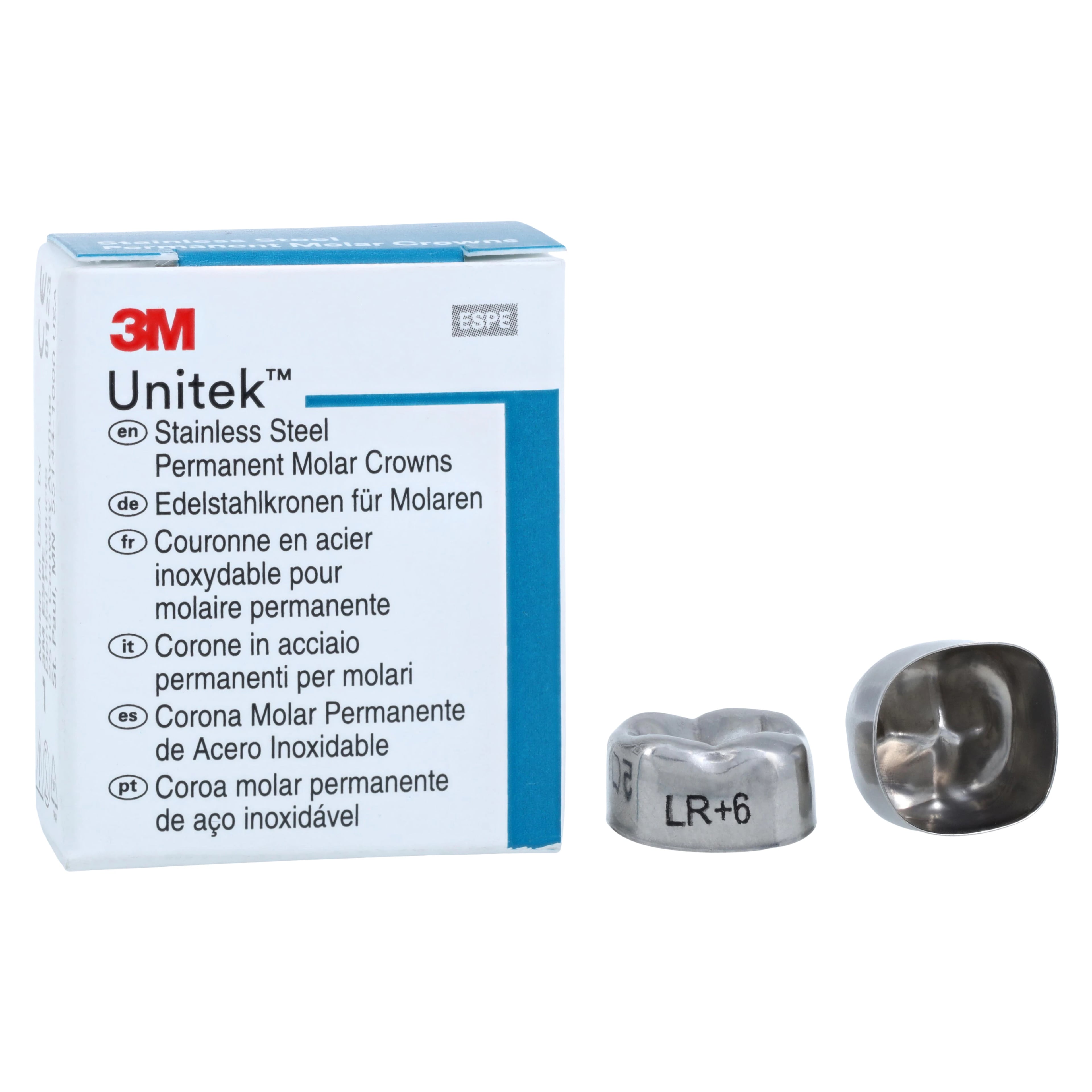 3M Unitek Stainless Steel Crown, Permanent Molar, Lower Right Second Molar, Size 6 (2LR6), 5/Box, 900446