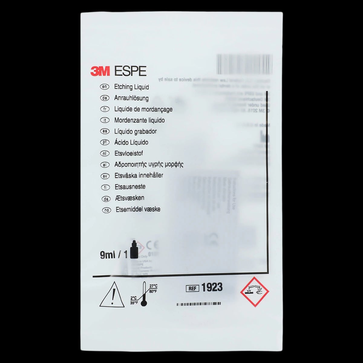3M Etching Liquid, 37% Phosphoric Acid, 9ml Bottle, #1923