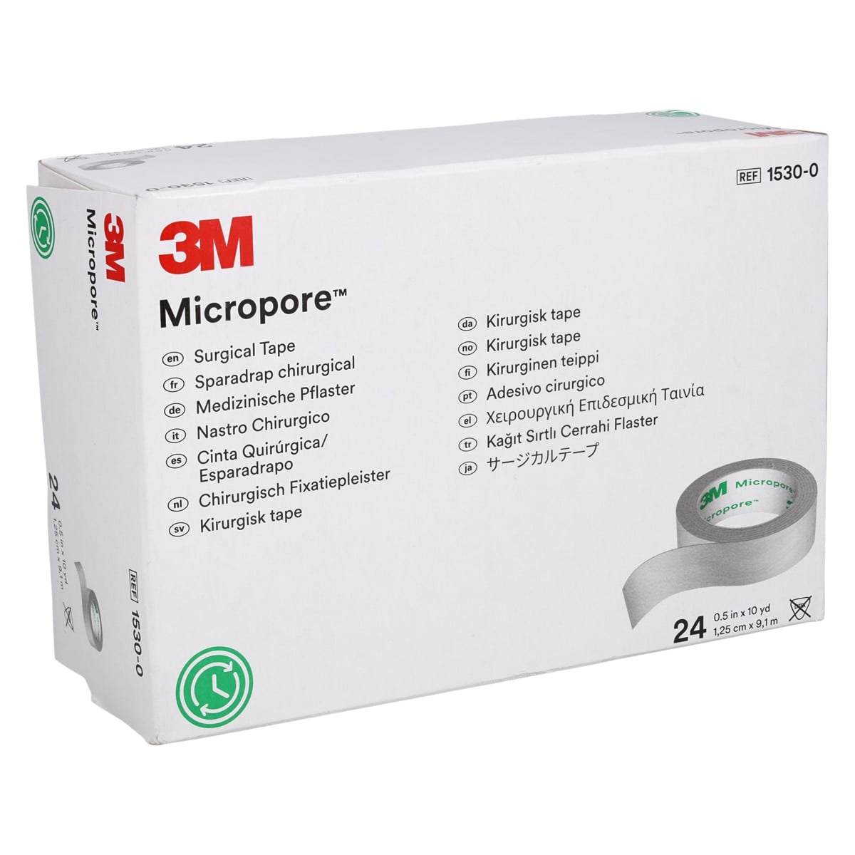 3M Micropore Surgical Paper Tape, 1/2" x 10 yds, White, Non-Sterile, 24/Box
