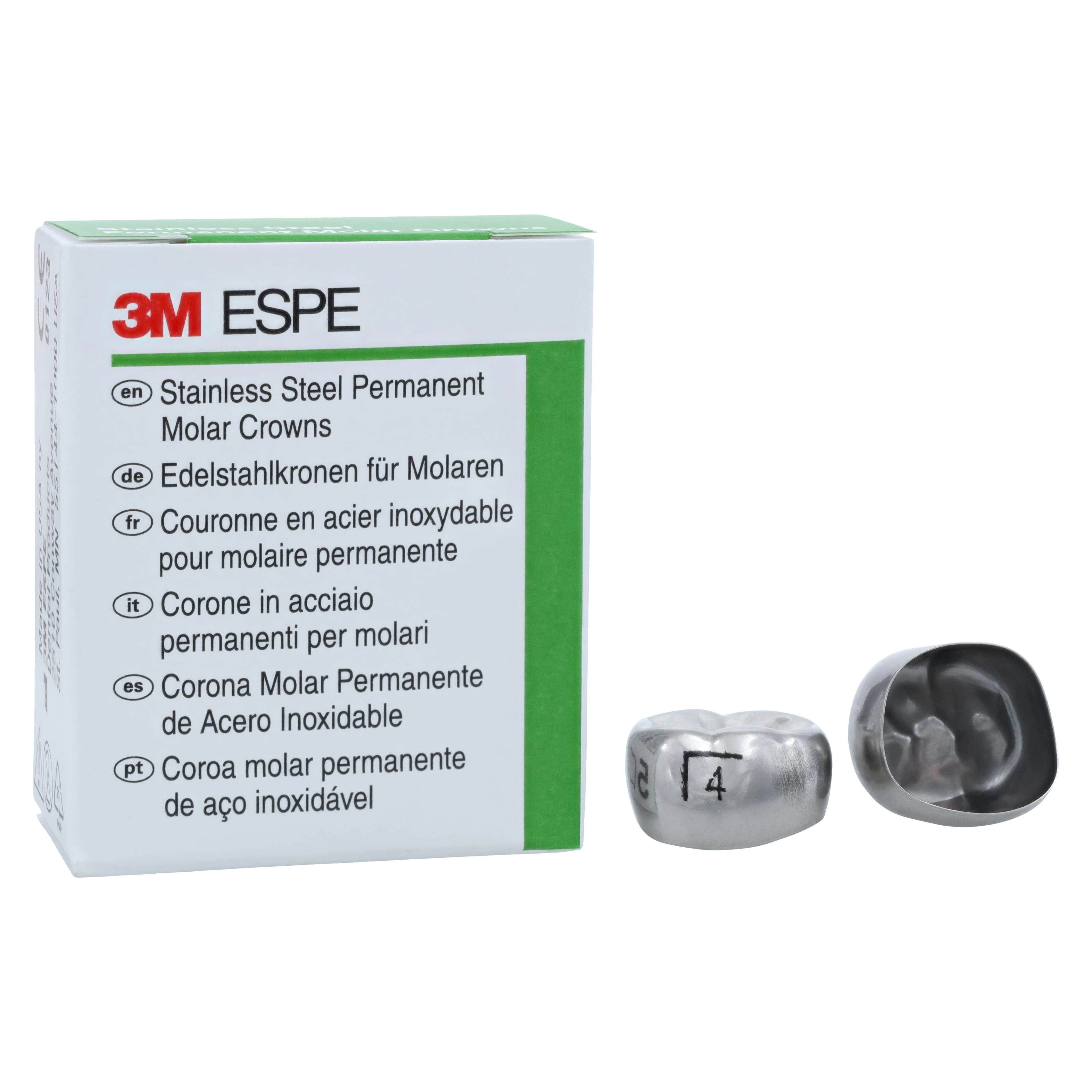 3M™ ESPE™ Stainless Steel Permanent Molar Crown, Size 6LL4, Lower Left First Permanent Molar, Box of 5