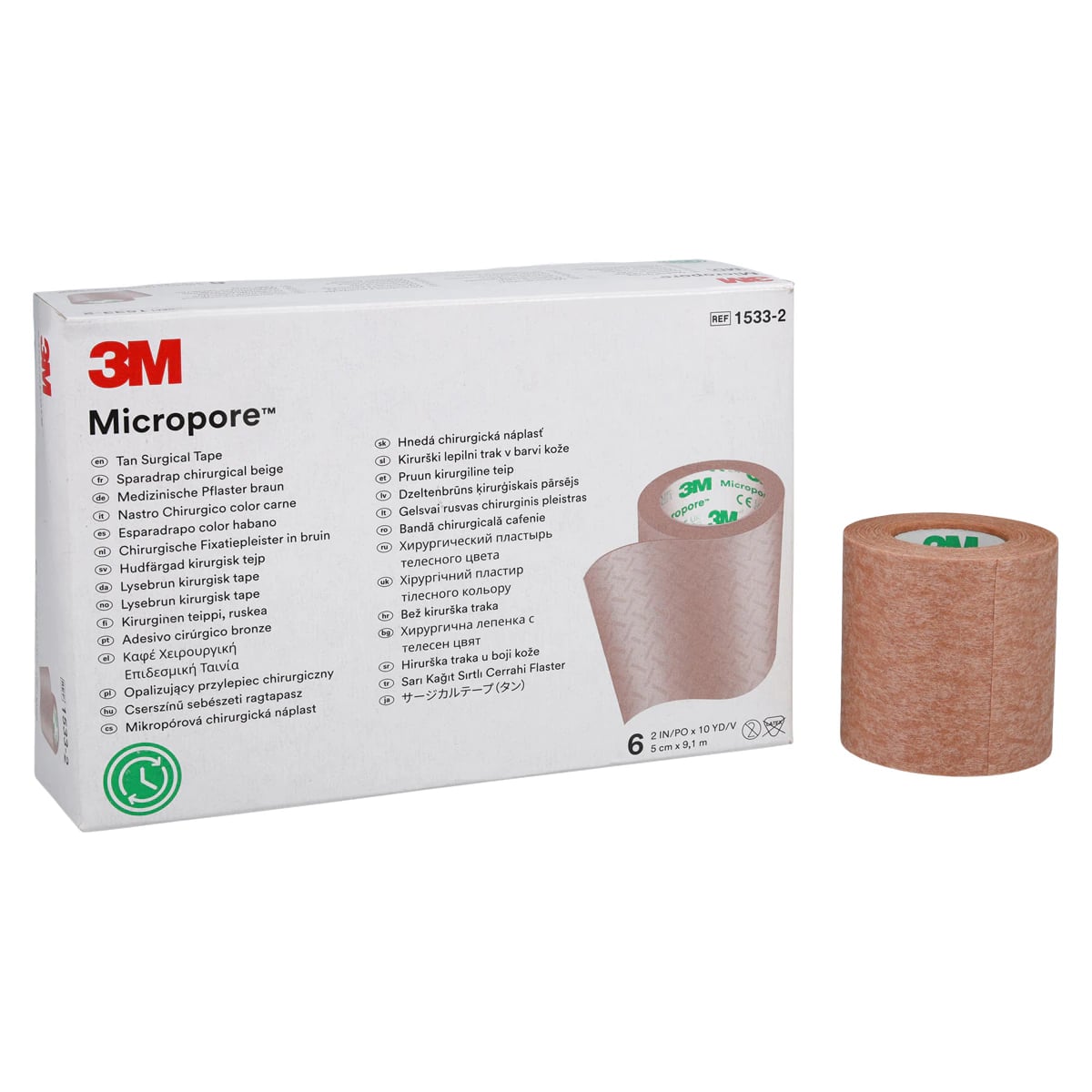 3M Micropore Surgical Tape, Paper, Tan, 2" x 10 yd, Non-Sterile, 6/Box