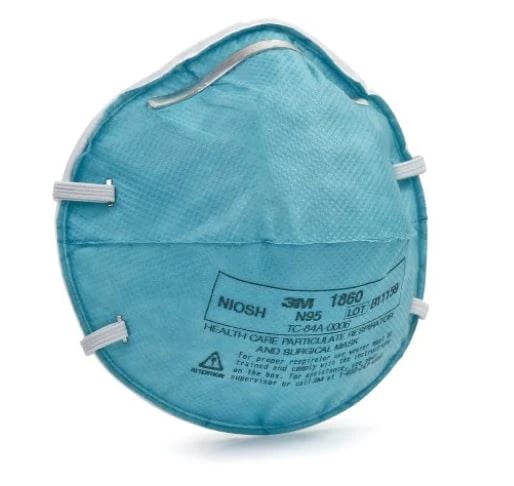 3M Particulate Respirator 1860, N95 Health Care Respirator and Surgical Mask, Standard Size, Teal, 20/Box, 1860